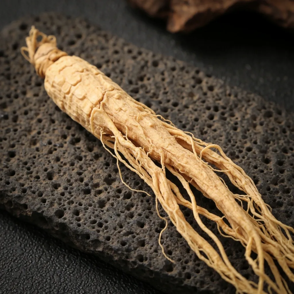Turmeric roots on a stone slab